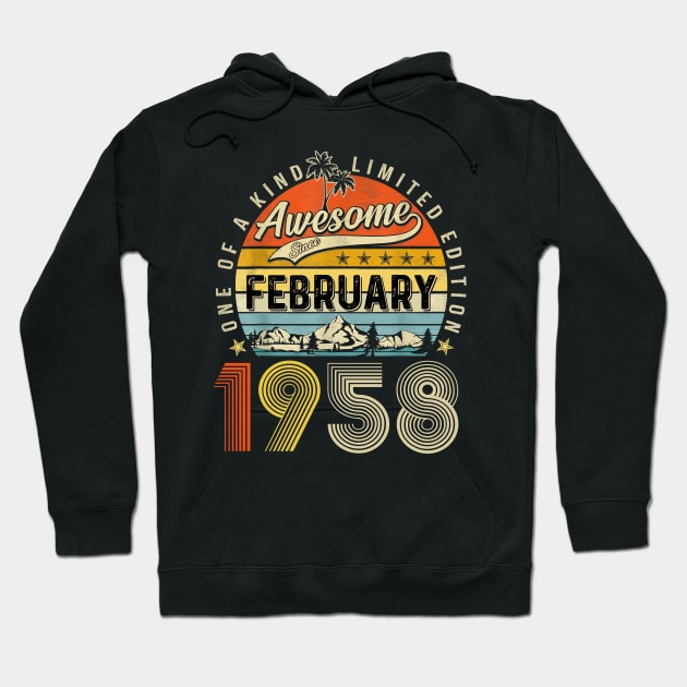 Awesome Since February 1958 Vintage 65th Birthday Hoodie by nakaahikithuy